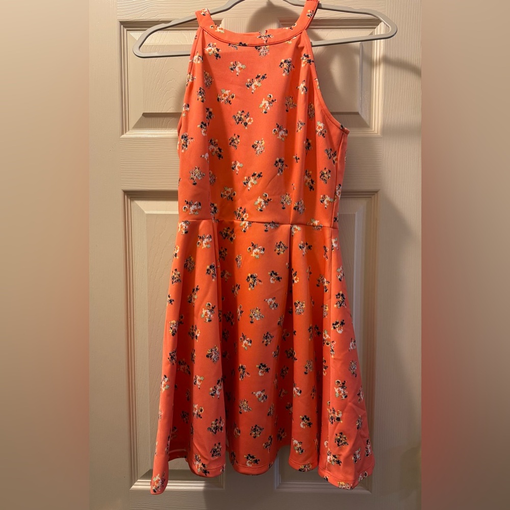 Copper Key Orange Floral Kids Dress